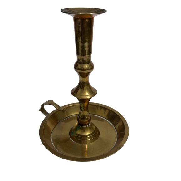 Solid Brass Taper Candle Holder 8" Candlestick Cottagecore Christmas Gift Vtg - Picture 2 of 9